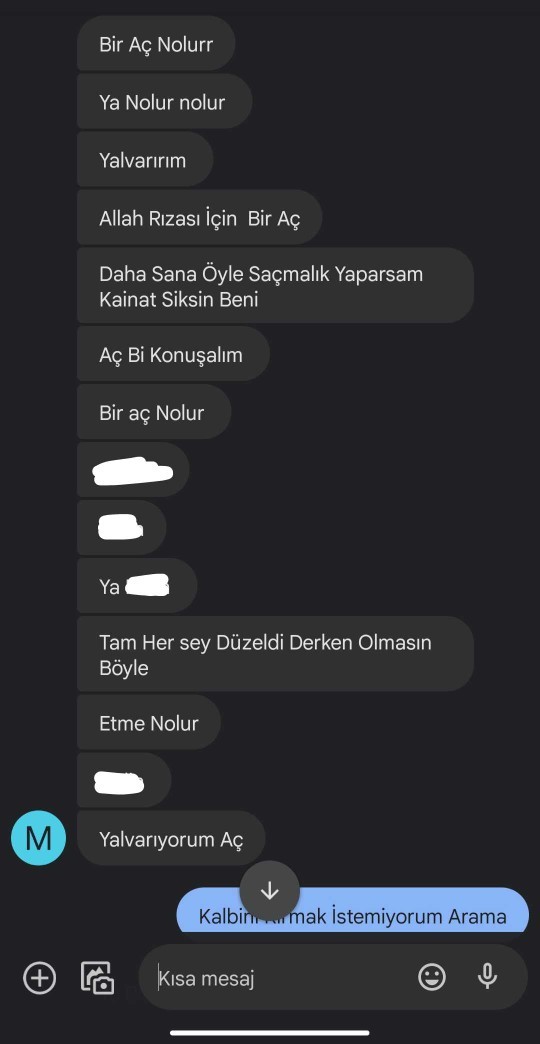 Ayrıldığım çocuk bunları yazdı. Ne yapsam?