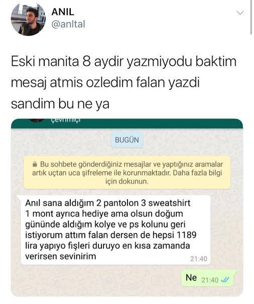 Ayrılınca aldıklarını geri isteyen sevgili karşı ödemeli kargoyu hak eder mi?