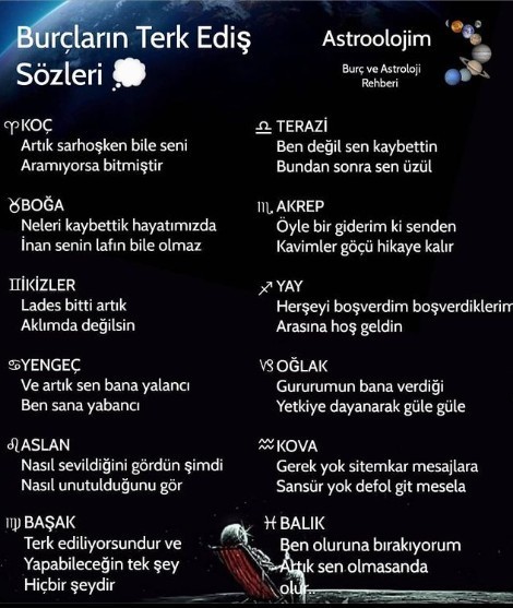 Burçların terk ediş sözleri! Seninki ne peki?