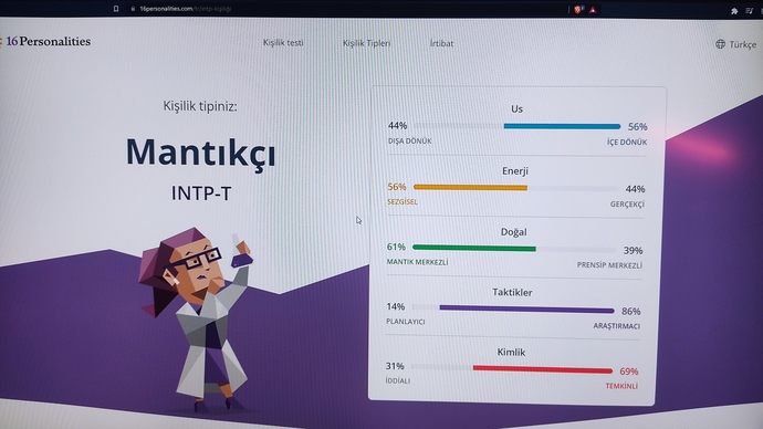 MBTI kişilik testi yaptınız mı, sonuçlarınız neler?