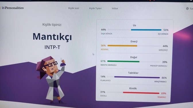 MBTI kişilik testi yaptınız mı, sonuçlarınız neler?