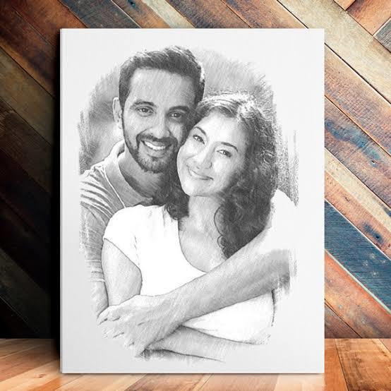 Fevkalade bir hediye kesinlikle 😊 Karakalem tablosu ❤❤