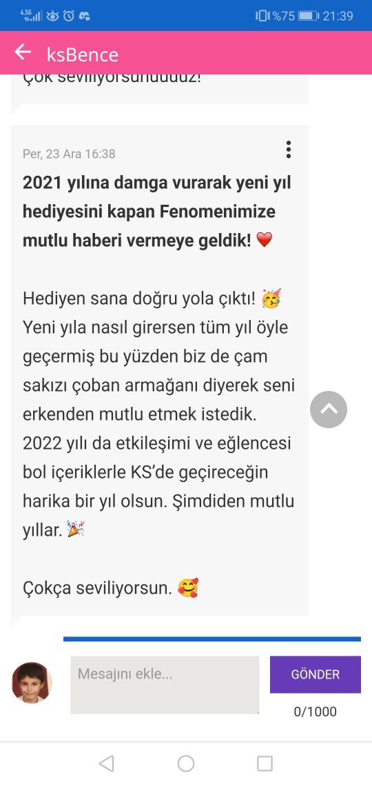 Size de ksBence tarafından "hediyelerinizin" yola çıktığına dair mesaj geldi mi?