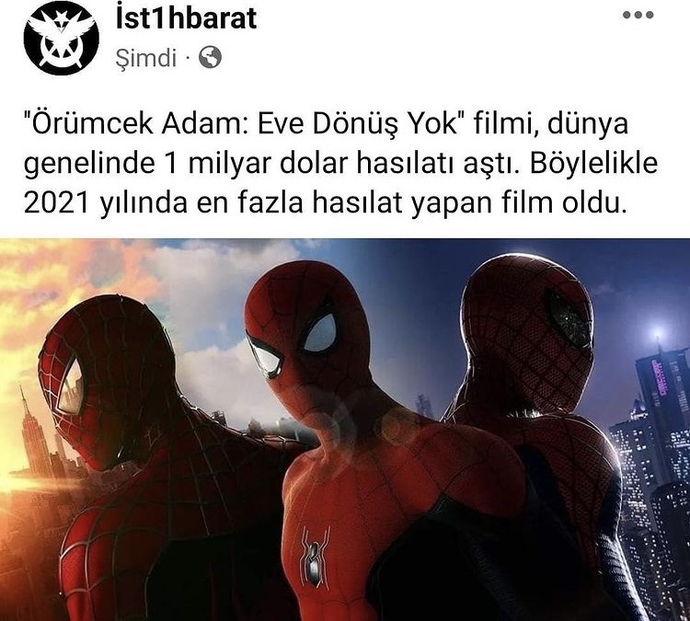 Örümcek Adam: Eve Dönüş Yok 1 milyar doları aşarak 2021’in en çok hasılat yapan filmi olmuş. Filmi beğendiniz mi?