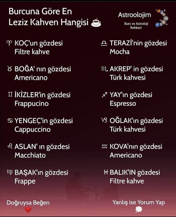 Burcuna göre senin en sevdiğin kahve hangisi?
