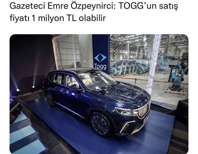 TOGGun satış fiyatı 1 milyon TL olabilirmiş! Alacak mısınız milli yerli arabamızı?