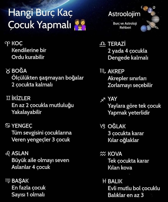 Hangi burç kaç çocuk yapmalı?