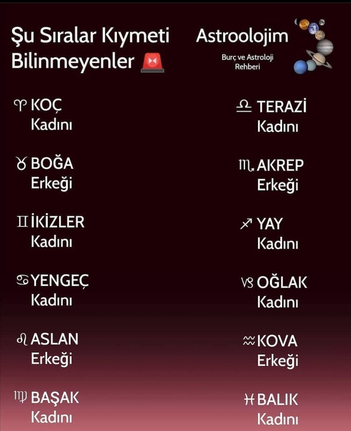 Şu sıralar kıymeti bilinmeyen burçlar arasında sen de var mısın?