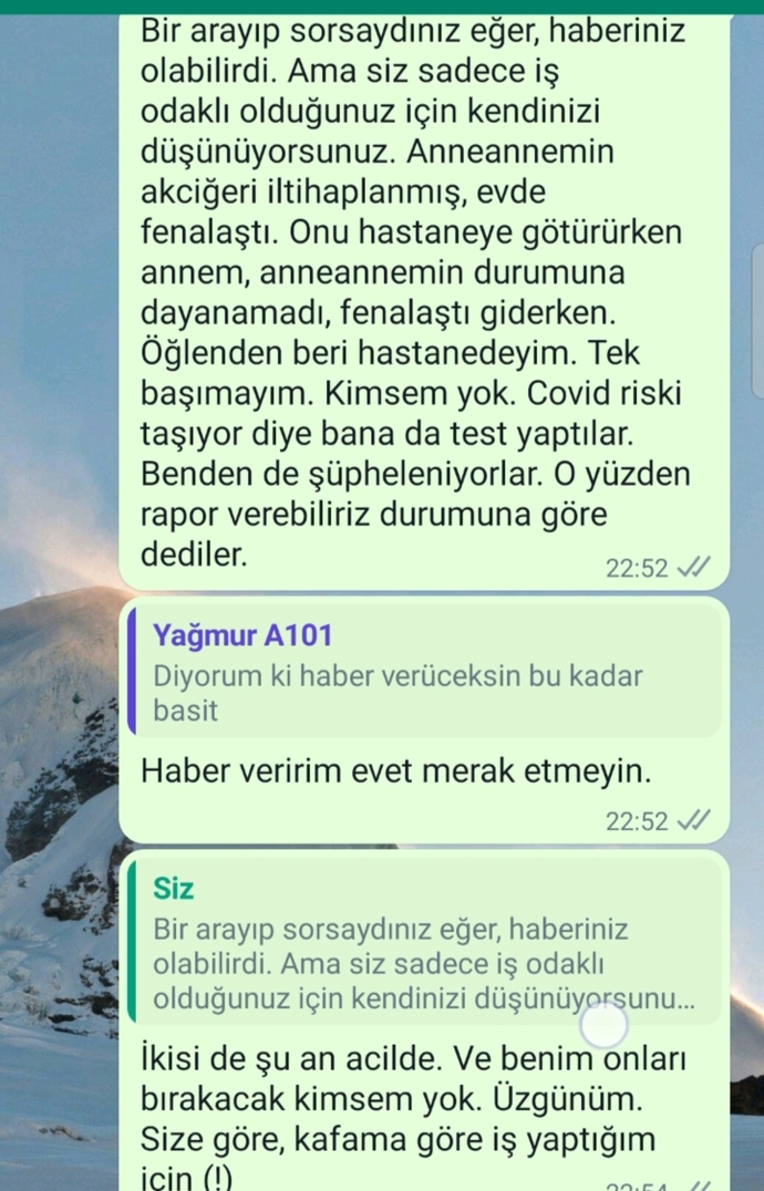 Ailem hastanelik oldu. Hastanedeyim. Covid riski olduğu için doktordan rapor aldım. Mağaza yardımcısı kabul etmiyor. Yardım?