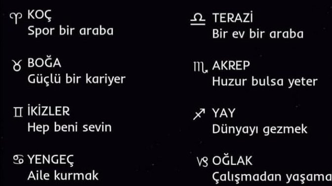 Senin burcunun en büyük hayali nedir?