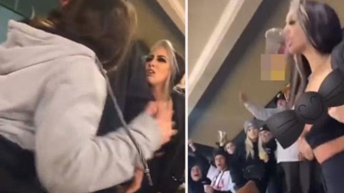 Tribünde göğüslerini açan kadın uyarılınca, erkek seyirciler ortalığı birbirine kattı. Siz olsaydınız ne yapardınız?