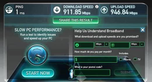 internet hız testi sonucu