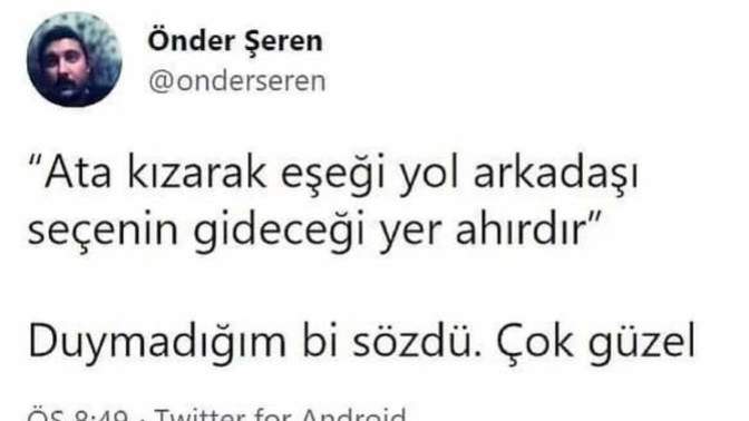 Ata kızıp eşeği yol arkadaşı ettiğiniz oldu mu?
