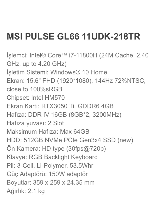 MSI Katana GF76 mı? Pulse GL66 mı kullanan var mı?