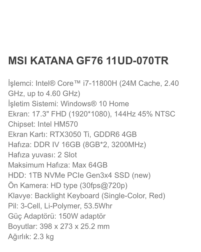 MSI Katana GF76 mı? Pulse GL66 mı kullanan var mı?