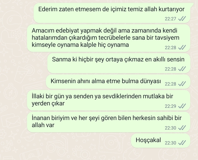 Aldatıldığımı öğrendim bunları söyledim ona sizce ne kadar mantıklı?