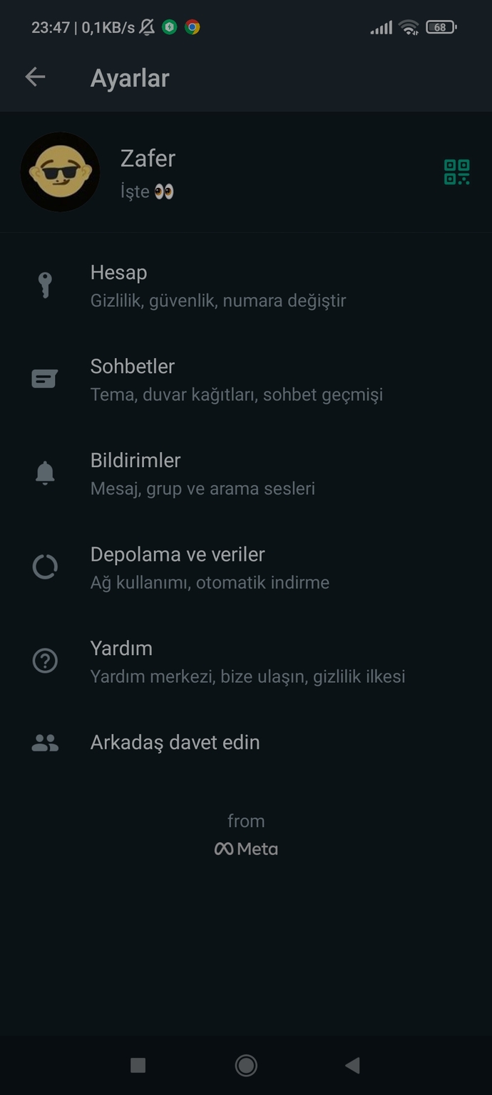 Whatsapp hakkında kısmınızda ne yazıyor?