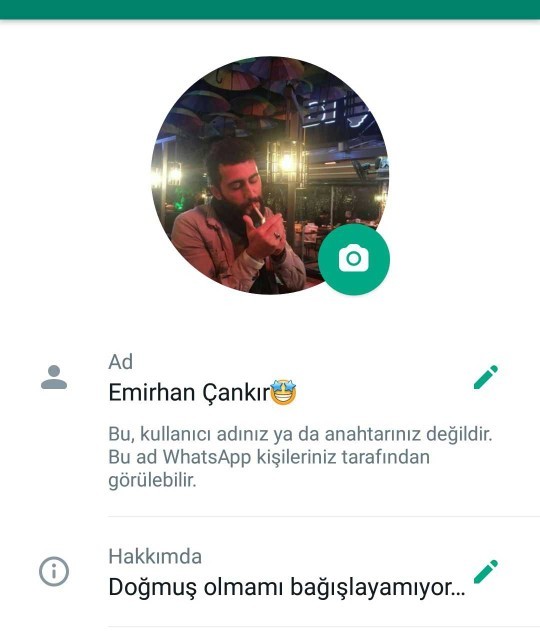 Whatsapp hakkında kısmınızda ne yazıyor?