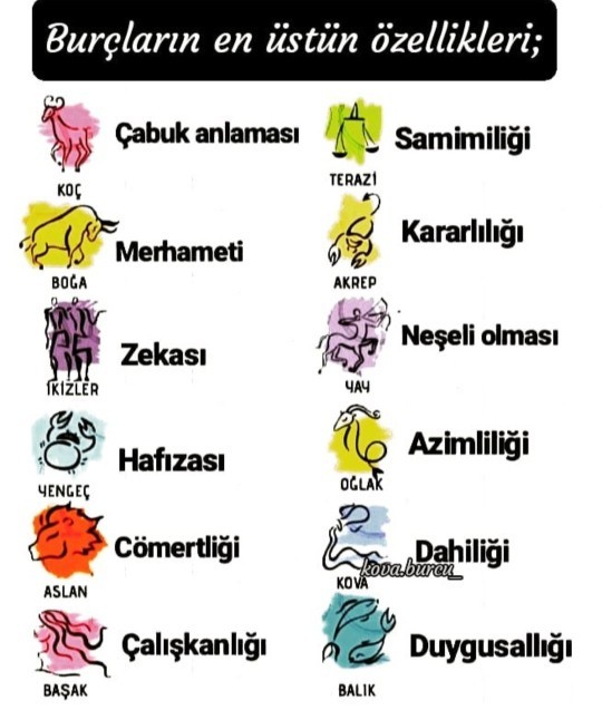 Burçların en üstün özellikleri. Sizin özelliğiniz nedir?