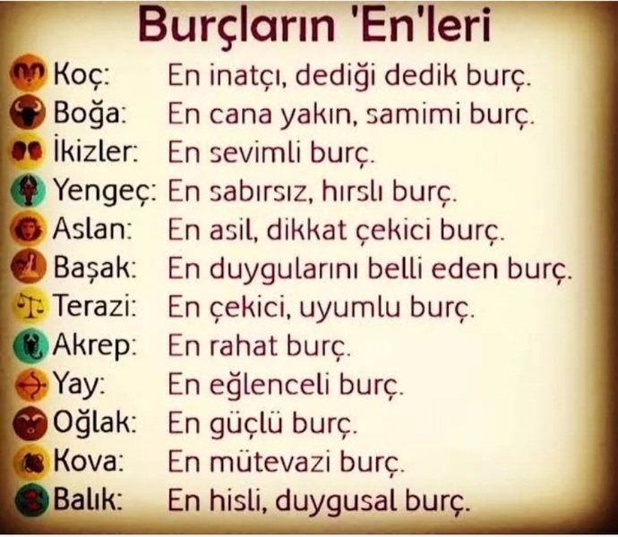 Senin burcunun enleri nelerdir?