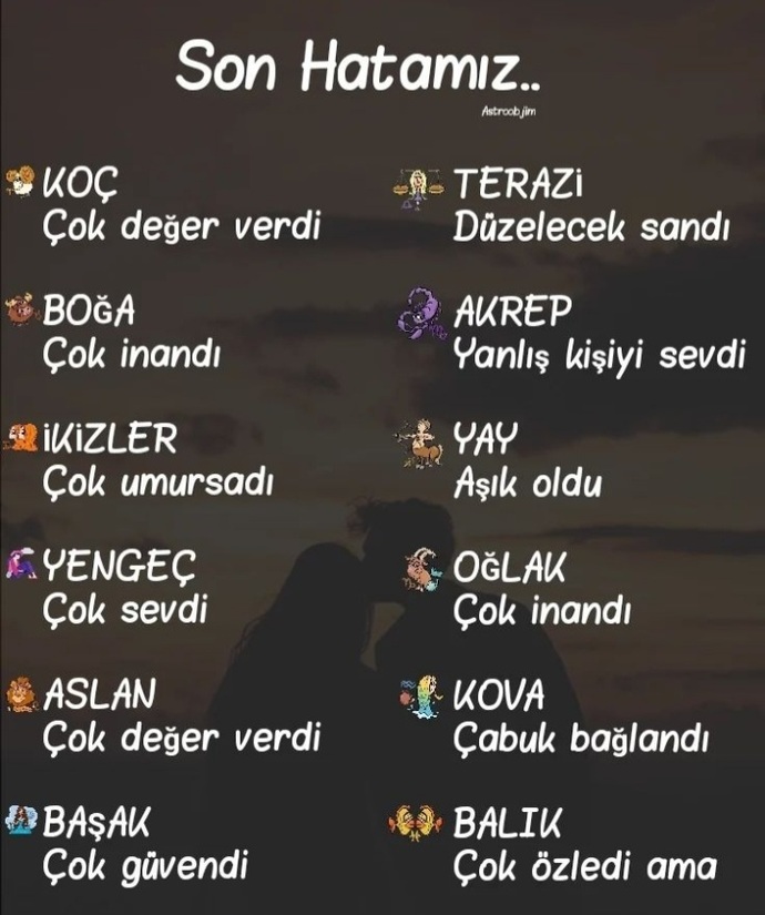 Burcuna göre son hatan ne?