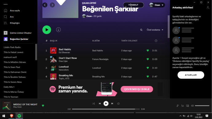 Spotify'de kaç şarkınız var?