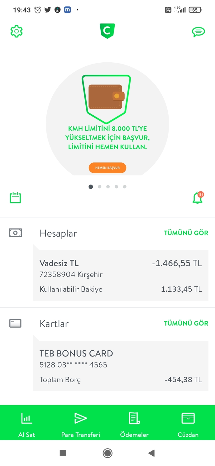 Hesabınızda ne kadar var?
