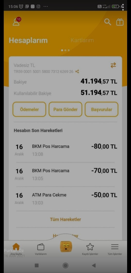 Hesabınızda ne kadar var?