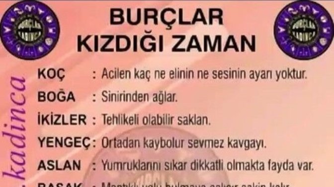 Burçlar kızdığı zaman ne yapar?