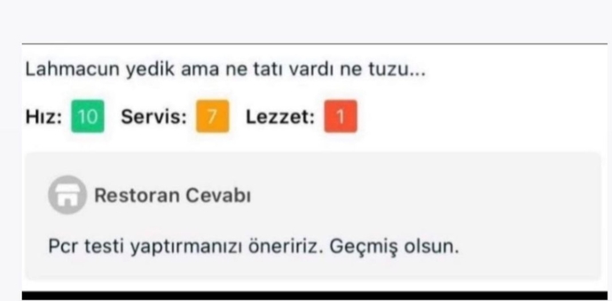 Dışarıdan sipariş ettiginiz yemekler için geri dönüş olarak yorum atar mısınız?