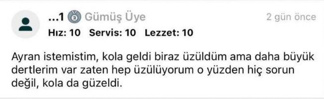 Dışarıdan sipariş ettiginiz yemekler için geri dönüş olarak yorum atar mısınız?