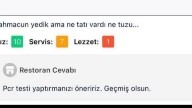 Dışarıdan sipariş ettiginiz yemekler için geri dönüş olarak yorum atar mısınız?