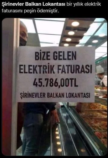 İstanbul Bahçelievler İlçesi Şirinevler Mahallesindeki bir esnaf lokantasının camında asılı kağıt.
