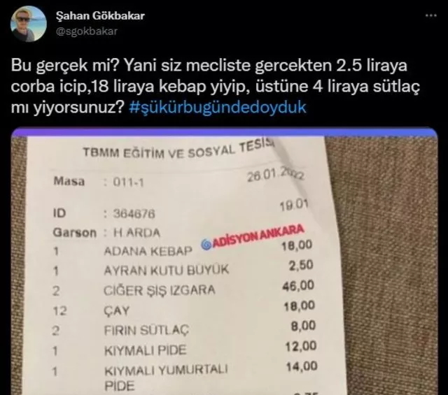 Şahan Gökbakar Meclis lokantasındaki fiyatlara inanamadı! Sizce haklı mı?