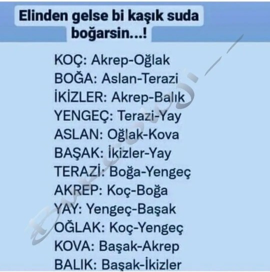 Sen hangi kişileri bir kaşık suda bogarsin?