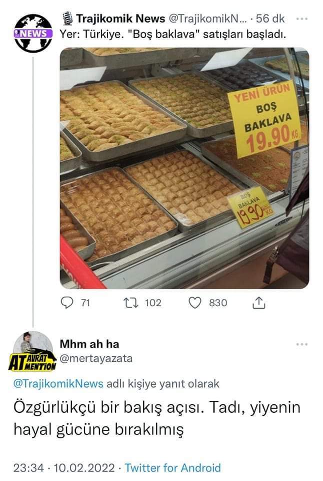 Esnaf zamları kaldıramadı. Boş Baklava satışları başladı. Sizce içi boş baklava yenir mi?