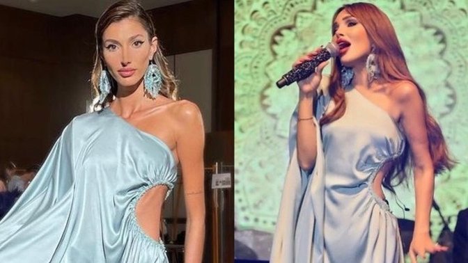Mavinin büyüsü adına! Bu güzelim mavi elbise Şevval Şahin’e mi Seren Serengil’e mi yakışmış?