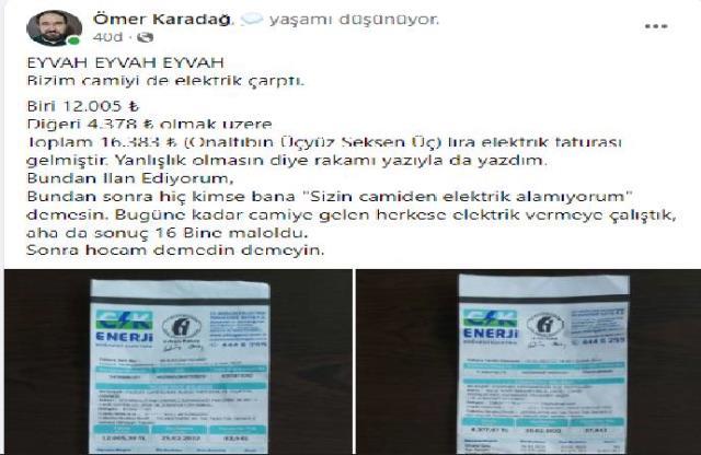 25 yıllık imam Ömer Karadağ, camiye gelen okkalı elektrik faturalarına esprili bir şekilde tepki gösterdi. Ne düşünüyorsunuz?
