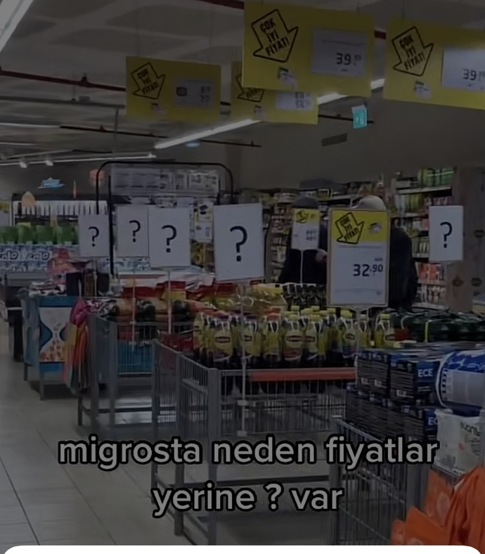 Migrosta neden fiyatlar yerine soru işaretleri (?) var?