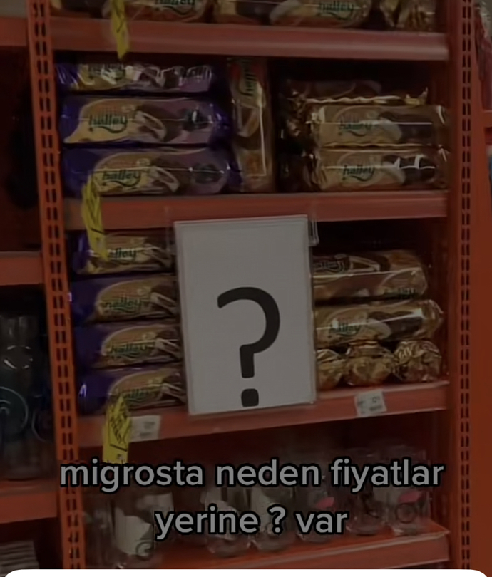 Migrosta neden fiyatlar yerine soru işaretleri (?) var?