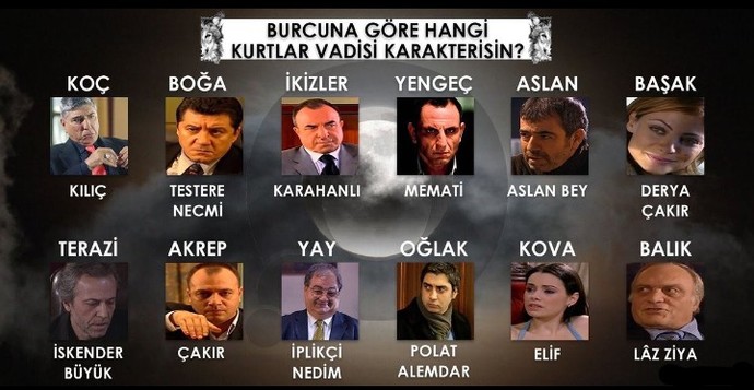 Burçlarınıza göre Kurtlar Vadisinde hangi karaktersiniz😃 ?