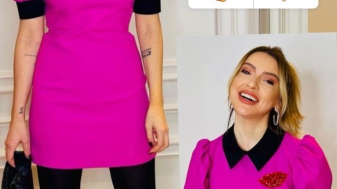 Hadise pembe kombiniyle nasıl gözüküyor?