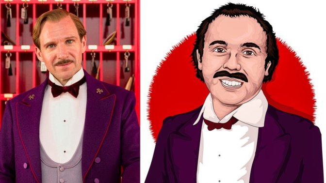 Mösyö Gustave/Ralph Fiennes çizimi nasıl olmuş?