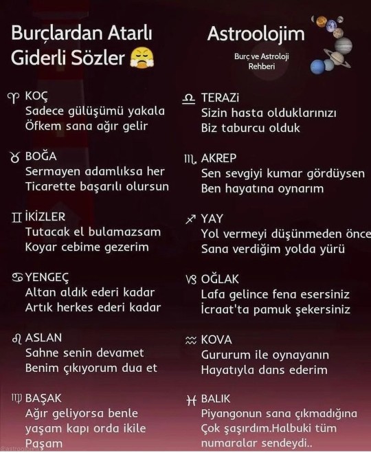 Senin burcunun atarlı sözü nedir?