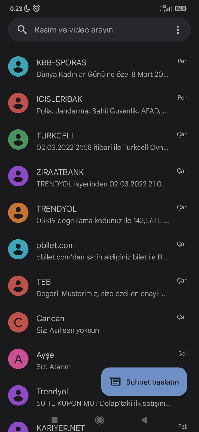 Telefonunuza en son SMS gönderen firmanın patronu olsaydınız hangi firmanın olurdunuz?