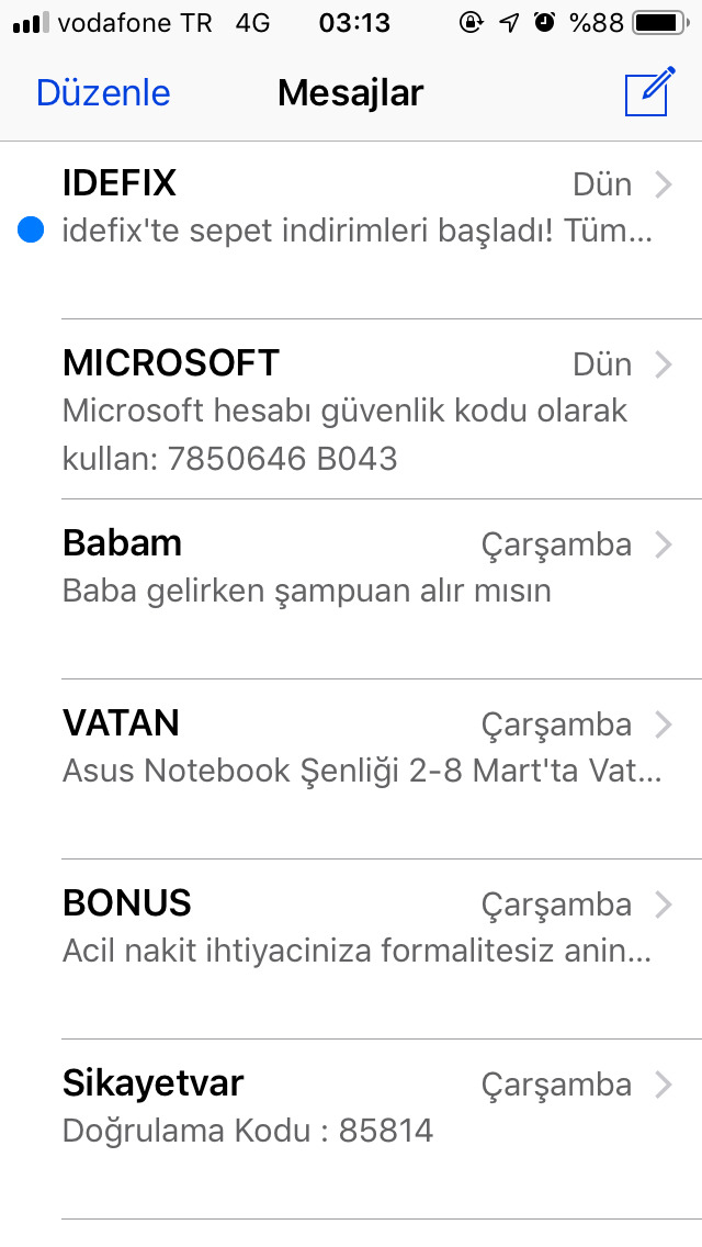 SMS olarak aldığınız en son mesaj neydi?