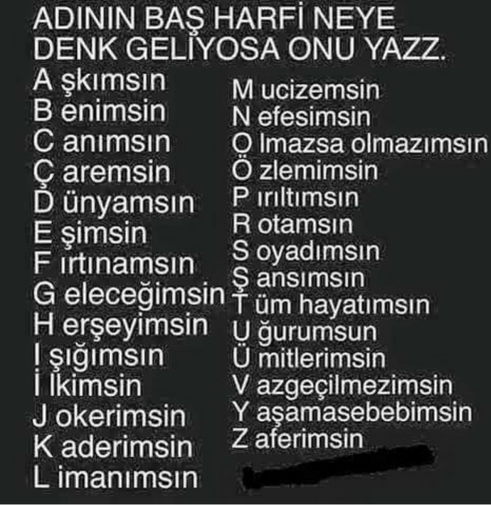 Adınızın ilk harfi neye çıkıyor?