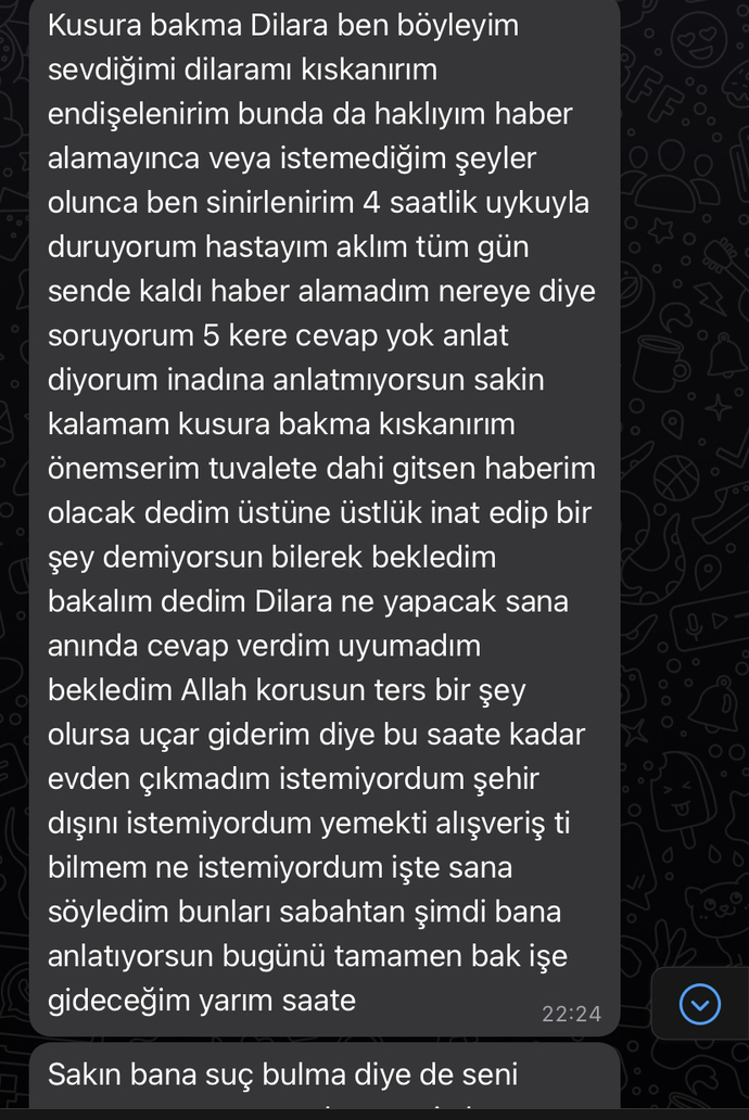 Çok zor durumdayım 2 aydır sevgili oldugum erkek, bu şekilde mesajlar attı napabilirim?