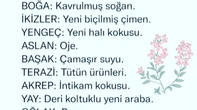 Burcunuzun en sevdiği koku nedir☺️?
