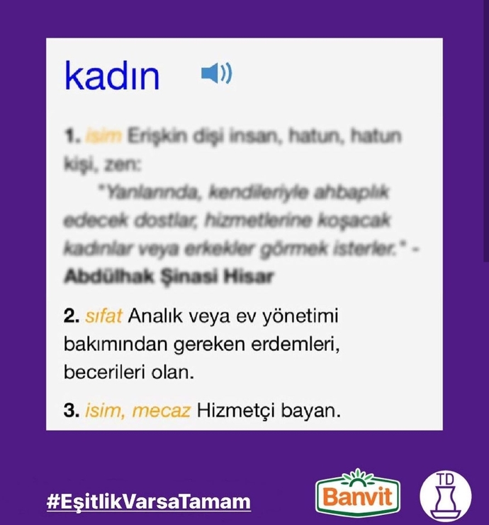 Türk Dil Kurumu kadın kelimesini neden cinsiyetçi bir dille açıklamış olabilir ?